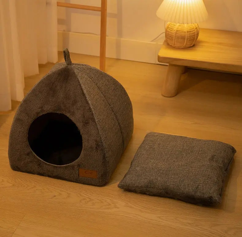 Triangle Cat Nest Closed Warm Thickened Pet Bed - YOUYA PET