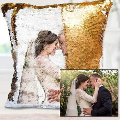 Custom Photo Cushion Cover Diy Personalized Sequin Luminous Pillowcase Room Decoration Baby Wedding Pet Photos Printed - YOUYA PET