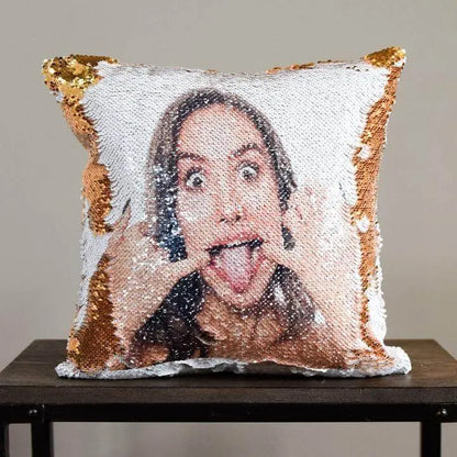 Custom Photo Cushion Cover Diy Personalized Sequin Luminous Pillowcase Room Decoration Baby Wedding Pet Photos Printed - YOUYA PET