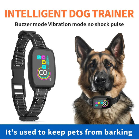 Smart Automatic Anti Barking Dog Collar Rechargeable Bark Stopper Stop Barking HD Digital Display IP67 Waterproof For Dog - YOUYA PET