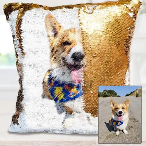 Custom Photo Cushion Cover Diy Personalized Sequin Luminous Pillowcase Room Decoration Baby Wedding Pet Photos Printed - YOUYA PET