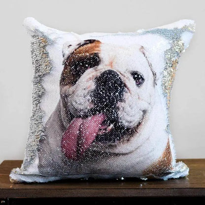 Custom Photo Cushion Cover Diy Personalized Sequin Luminous Pillowcase Room Decoration Baby Wedding Pet Photos Printed - YOUYA PET