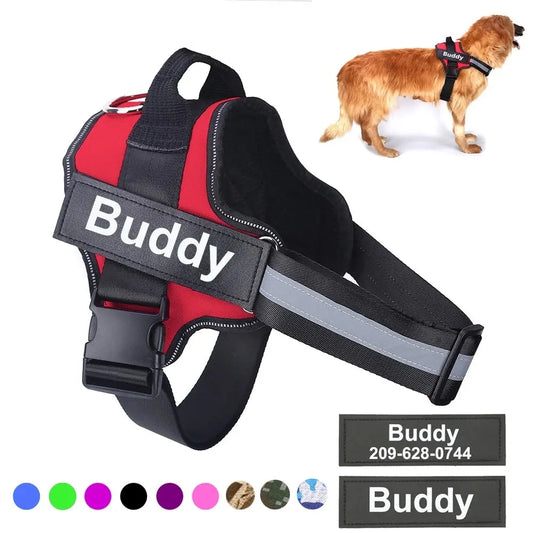 Personalized Dog Harness NO PULL Reflective Breathable Adjustable Pet Harness Vest For Small Large Dog Custom Patch Pet Supplies - YOUYA PET