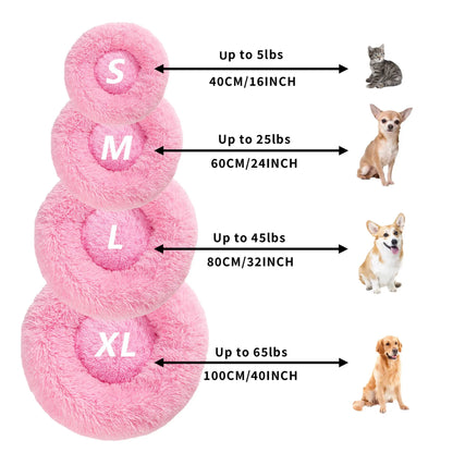 Fluffy Donut Dog Bed  Warm Soft Long Plush - YOUYA PET