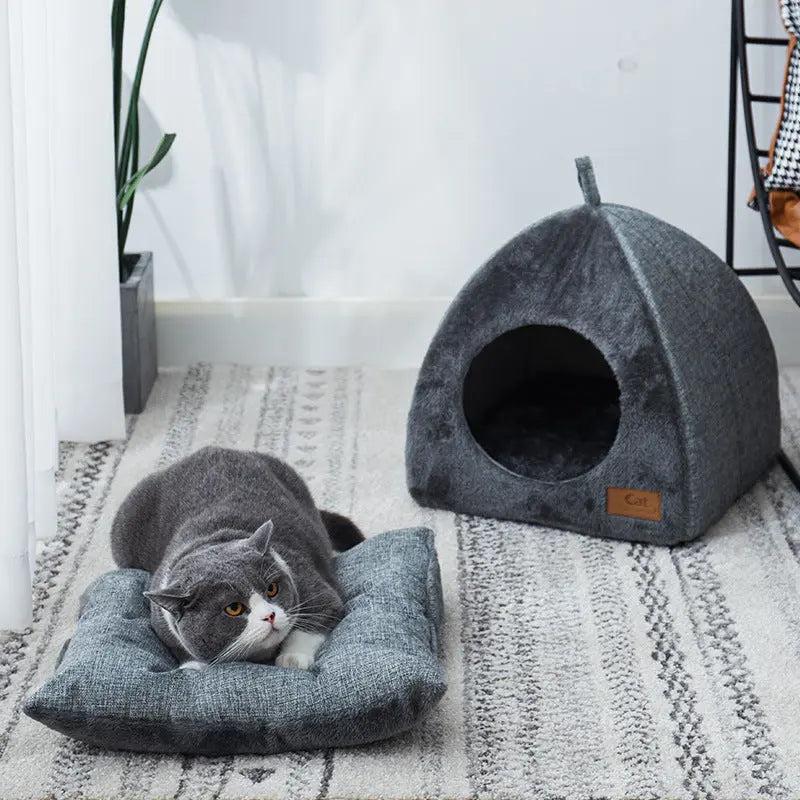 Triangle Cat Nest Closed Warm Thickened Pet Bed - YOUYA PET