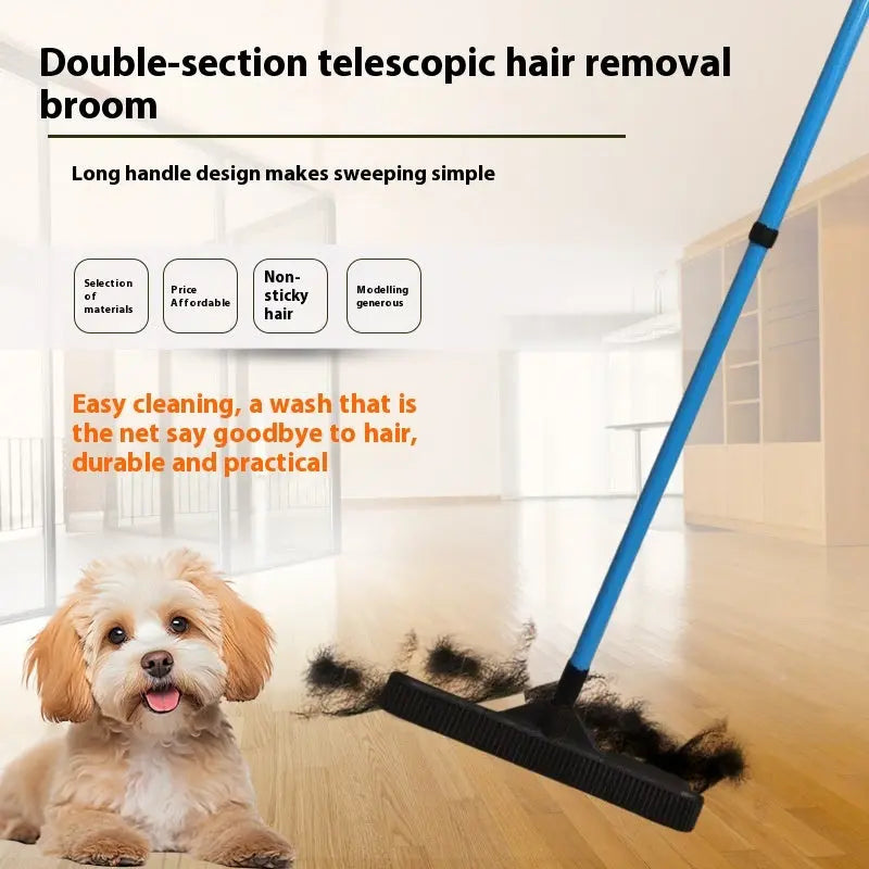 Double-section Retractable Rubber Pet Cleaning Hair Removal Broom - YOUYA PET